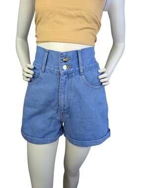 Vintage LA Blues High Rise Denim Shorts Light Wash Cuffed Size 9